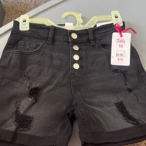 Justice Black Distressed Jean Shorts